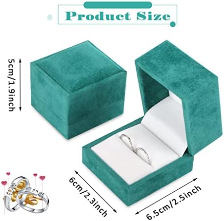 ISUPERB 2PCS Velvet Ring Box Proposta de noivado Caixas de anel de jóias premium Caixa de anel de genas