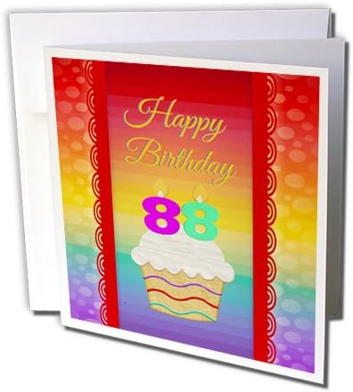 3drose cupcake com velas numéricas, 88 anos de aniversário - cartão de felicitações, 6 x 6, solteiro