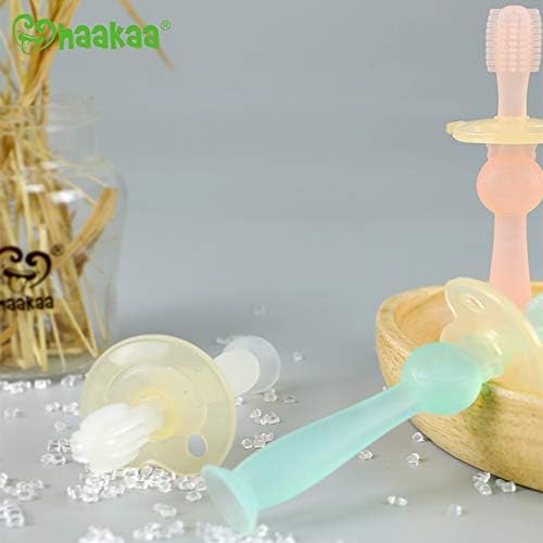 Haakaa 360 ° Silicone Baby Tontherbus com base de sucção bebida para criança escova de dentes,