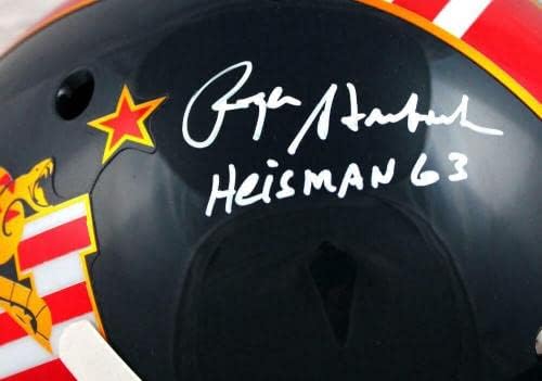 Roger Staubach assinado Marinha F/S Schutt DTOM Capacete autêntico com Heisman -Baw Holo - Capacetes da faculdade autografados