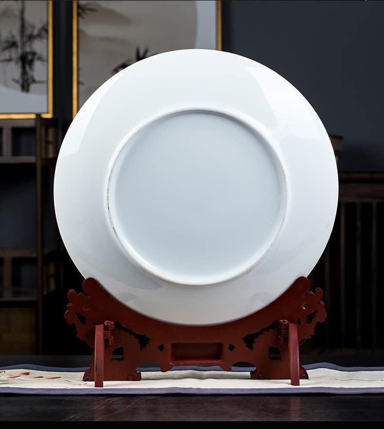 Yfqhdd Cerâmica Placa de decoração de estilo chinês 35 cm Placa suspensa Artesanato de placa de prato de cinco