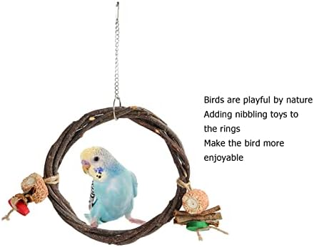 Brinquedo pendurado, ramo de giro de pássaro de galho de casca de bobo para pássaro de estimação