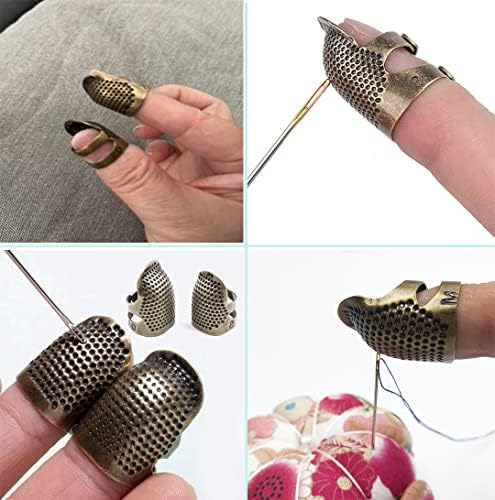 Costura Thimbles Protetor de dedos, Ajuste ajustável para escudo de metal de dedo A agulhas de pino de costura