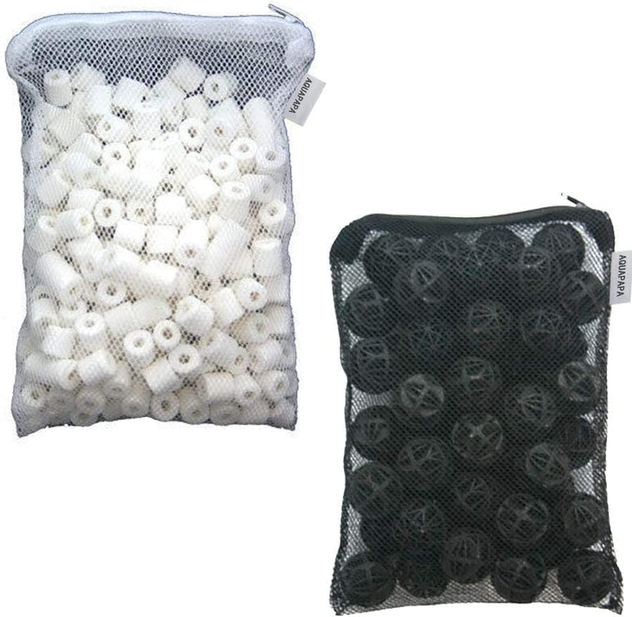 Sacos de mídia de filtro aquapapa 50 1 bio bio esponja de bola + 1 lb de anéis de cerâmica para aquário Filtro