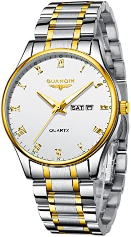 Crownqin moda masculino Silver Watch Classic Business Wrist Relógios com aço inoxidável Quartz Watch para