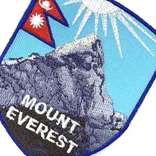 A-One 2 PCS Pack Everest Shield Patch+Nepal Flag Emblem, mais alto emblema da montanha, patch de caminhada, lembrança de viagem, costura em ferro em mochilas camisas de roupas No.403C