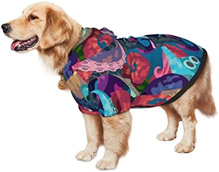 Capuz de cachorro grande colorido-ar-arco-abasta-água-aquática de roupas de estimação de roupas com chapéu de gato macio casaco x-large