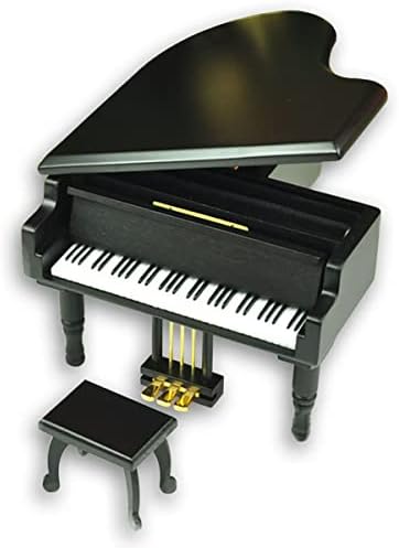 Binkegg Play [que mundo maravilhoso] Black Wooden Grand Piano Wind Up Music Box com Sankyo Musical