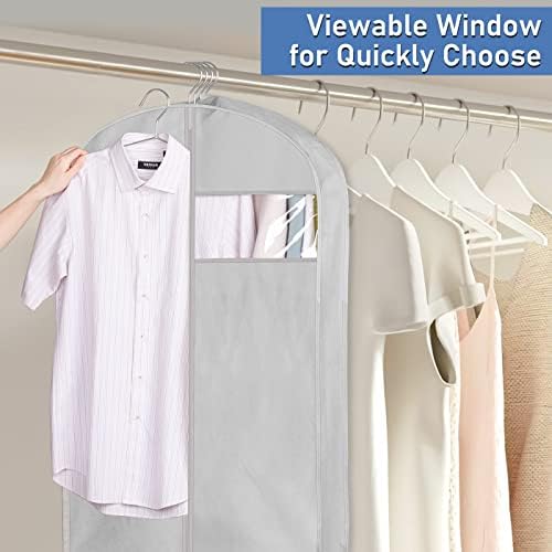 Sacos de vestuário de vestido comprido de 65 de 65 para armazenamento de armário, sacos de terno de 43 para armazenamento