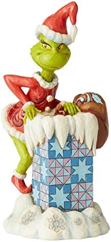 Enesco Dr. Seuss The Grinch de Jim Shore escalando em estatueta de chaminé, 8,98 polegadas, multicolor