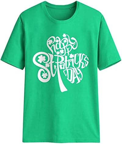 Camiseta de verão para mulheres camisetas gráficas camisas de novidade impressas boas vibrações Rainbow Lucky Shamrock Tops Blouse