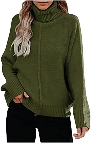 Suéteres femininos Moda Turtleneck de manga longa Cor de malha sólida Tops de suéter de inverno