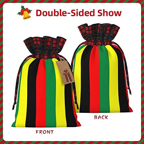 Bolsas de presente de cordão de Natal Rasta-Jamaica-raggae Buffalo Plaid Sagting Saco Favors