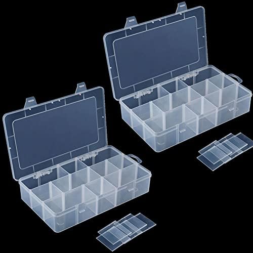 Homdsim 2 Pacote 15 grades grandes Caixa de armazenamento de organizador de plástico transparente para
