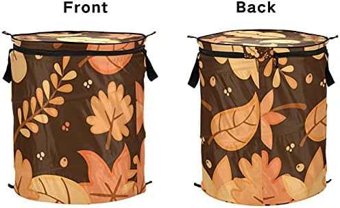 Folhas de outono Ação de Graças Pop Up Laundry Horty com tampa de tampa de zíper cesta de roupa dobrável