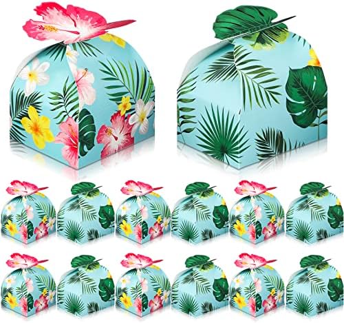 Gerrii 36 Pack Tropical Gift Box Sett Luau Tropical Party Favor Boxes Hawaiian Goodie Boxes tropical Palm folhas