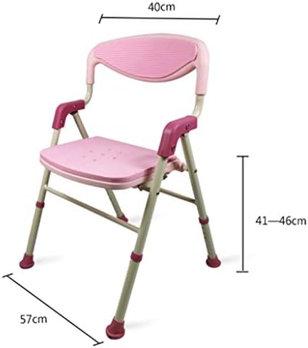 FxlyMr Bancos de banho do banheiro do chuveiro FxlyMr com assento acolchoado com perna ajustável em altura, cadeira de chuveiro com costas, suporta até 220 libras, rosa