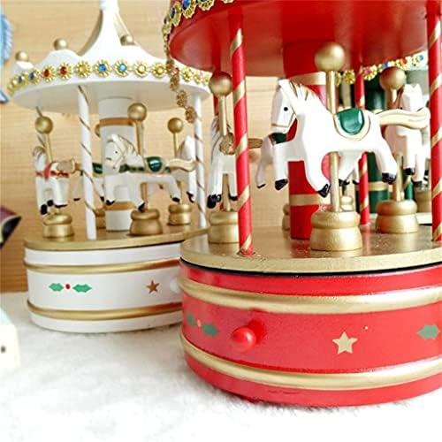 Me pergunto uma caixa de música musical de carrossel clássico de madeira decorações de Natal (cor: