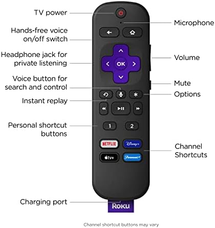 Roku Ultra 2022 4K/HDR/Dolby Vision Streaming Disposition e Roku Voice Remote Pro com bateria recarregável, controles de voz sem mãos, Lost Remote Finder e audição particular