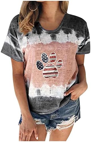 American Flag Sunflower Tops Mulheres Moda Tie Dye 4 de julho Patriótico Tees 2023 Blusa do Dia