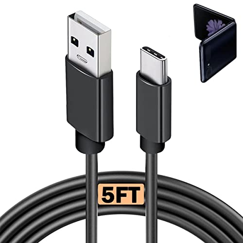 5ft USB C Fast Candger Cable Tabo para Samsung Galaxy Z Flip 4 5g, Flip 3, Flip 2, Samsung Galaxy