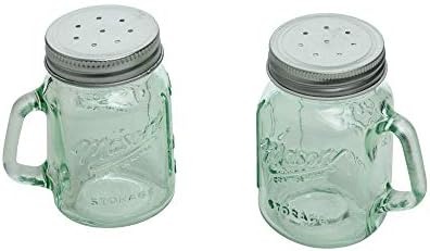 Mason jarra sal e pimenta shaker - verde de vidro transparente