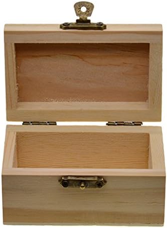 Caixa de jóias de madeira cubóide inacabada com organizador de fecho de travamento para criar ferramentas de artista