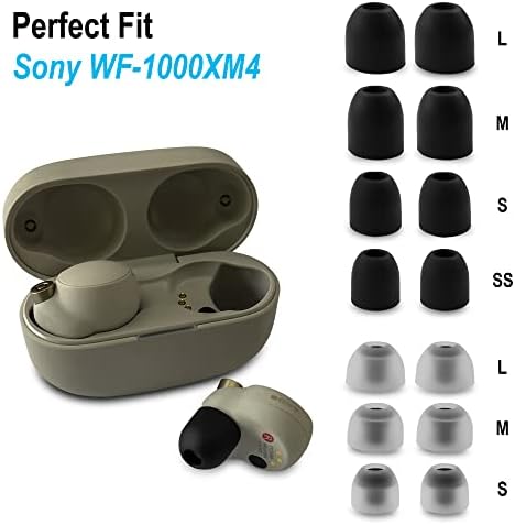 Earbuds de silicone geiomoo Dicas de orelha compatíveis com Sony WF-1000XM4, Earpads de Eartipos Slim Soft Soft
