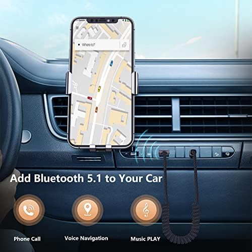Aux to bluetooth 5.1 adaptador de 3,5 mm Bluetooth Receiver para carro USB 2.0 com kit de carro sem fio de microfone embutido para streaming de música e pedidos livres de carro para estéreo em casa