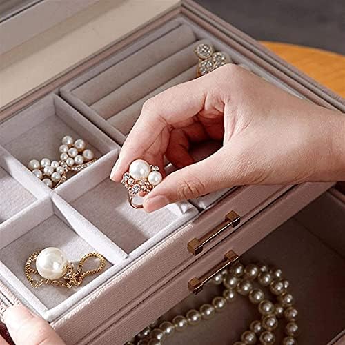 FOVKP JEWELS CAIXA Organizador de jóias Estilo Europeu Caixa de jóias de grande capacidade Brincos de jóias simples Brincos de colar de anel Bracelete Caixa de armazenamento Torres de jóias Exibição de jóias