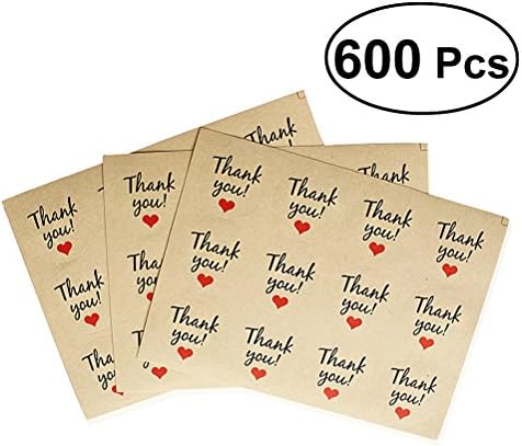 Tendycoco 600pcs Kraft Paper Thank You Adhesive Rótulos Obrigado adesivos com o casamento de coração