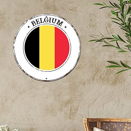 Belgium nacional bandeira de metal sinais de parede decoração de arte de alumínio signo de lata redonda de metal