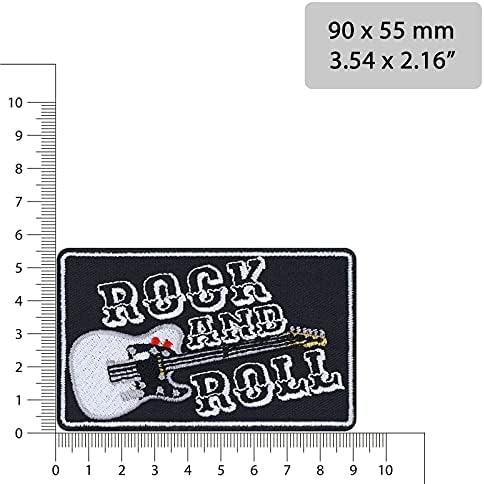 Rock and Roll Sew On Patch - Iron de guitarra em remendos para roqueiros, fãs de heavy metal, fãs de punk, fãs de música de instrumentos - patches punk muito populares para jaquetas, jeans, mochilas, chapéus - 3,54x2.16 em