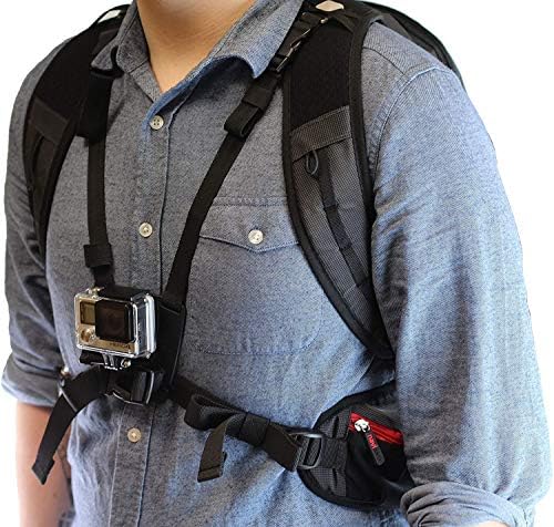 Navitech Action Camera Backpack e Gray Storage Case com tira de tórax integrada - compatível com a câmera