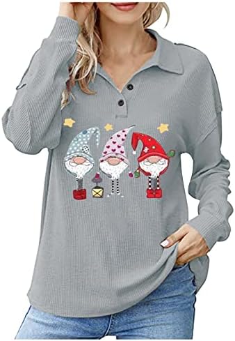 Suéteres leves da mulher Tops relaxados de manga longa Modernos uniformes longos suéteres de Natal para mulheres