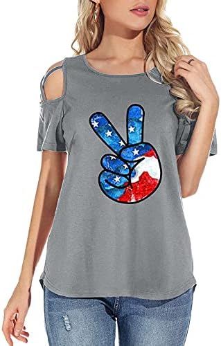 Camisas para mulheres 14 de julho de bandeira dos EUA Camisetas de manga curta Tops atléticos relaxados para