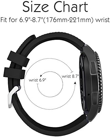 Fantek banda para samsung galaxy watch 3 45 mm / galáxia Relógio 46mm / engrenagem S3 Relógio, 22mm Silicone Sport Retira de reposição de liberação rápida para Moto 360 2ª Gen 46mm / Pebble Time Steel Smart Watch, Black