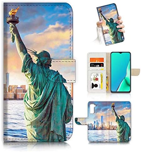 Para Samsung S22+, para o Samsung Galaxy S22 Plus, capa de capa de carteira de flip -flip, A24751 Estátua da liberdade