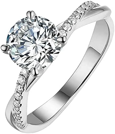 Anéis fofos para mulheres 925 ouro, ansiedade anel de prata Anel de strass branco anéis de jóias de casamento