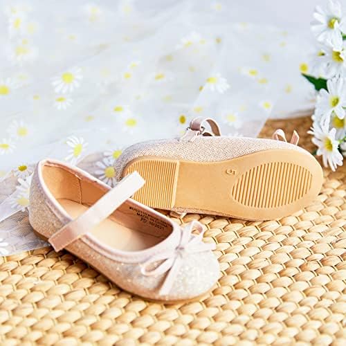 FlaryZone Toddler/Little Girls 'Ballerina Flat Mary Jane Princess Dress Shoes - Festa da escola de casamento