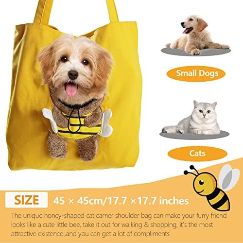 Bolsa de transportador de gato bolsa de cachorro pequena, fofinho em forma de urso show tap portador de cachorro pequeno, bolsa de transporte de lona de animais de estimação, bolsa macia portador de lona