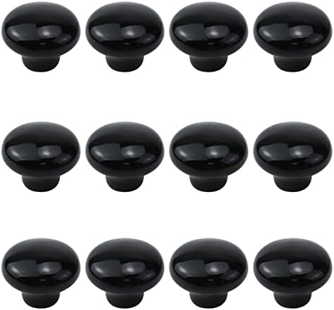 Wealrit 12 PCs Botões de armário de cerâmica redondos com parafusos, botões de gaveta de cogumelo