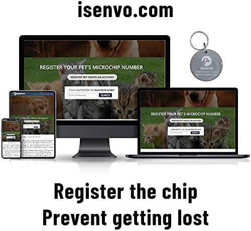 Etiqueta de identificação de animais de estimação Isenvo com microchip dentro, tag de identificação de cão e gato