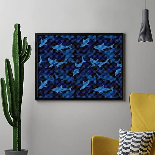 Kits de pintura de diamante de tubarões azuis de camuflagem 5D DIY DIRO FULHO FILIZAÇÃO RETRAS DE ARTES DE