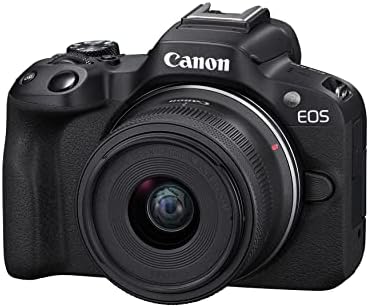 Câmera de vlogging de espelho R50 R50 Canon w/rf-s18-45mm f4.5-6.3 é lente STM, 24,2 MP, vídeo 4K, detecção e