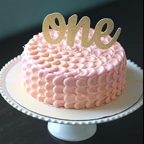 Topper de bolo de primeiro aniversário, topper de bolo número um, tampo de bolo de ouro um, decoração de