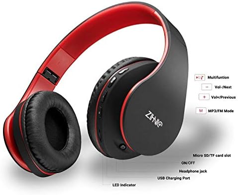 Zihnic 3 itens, 1 pacote de fone de ouvido sem fio azul preto com 1 fone de ouvido sem fio preto vermelho