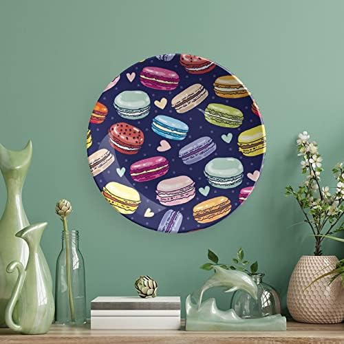 Macarons variados Macaroon Bone China personalizada Placas decorativas de cerâmica personalizadas Placas redondas em casa com suporte de exibição 6 polegadas
