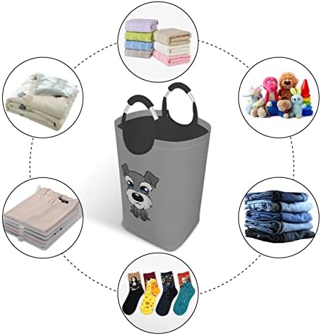 Saco de armazenamento de roupas sujas de 50l quadrado dobrável/com alça/adorável schnauzer adequado para o banheiro de armazenamento doméstico viagens de armazenamento
