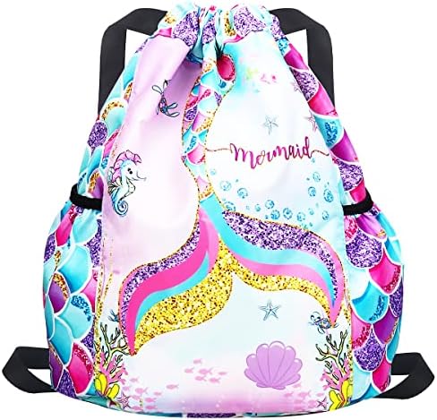 Mochila Rhcpfovr Backping para crianças - Mermaid Bags for Girls Mini Gym Dance Beach Swim Saco